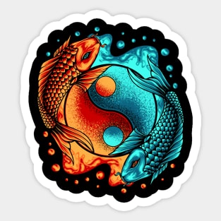 Yin & Yang Garden Pond Koi Fish Japanese Koi Carp Sticker